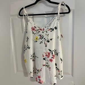 Floral Tank with Tie Shoulder Straps, Size M